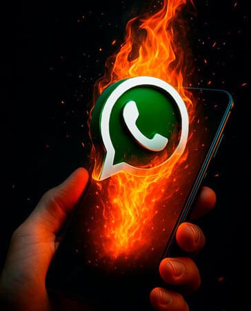 WhatsApp 3D saindo da tela do celular